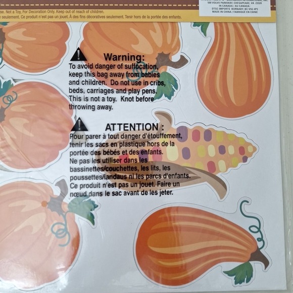 Vtg Set of 2, NEW SEALED Fall Thanksgiving Refrigerator Magnets Pumpkins Leaves - Picture 8 of 8